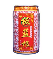 新品板藍(lán)根植物飲料，紅罐