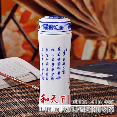 供應(yīng) 禮品瓷 雙層保溫杯 骨質(zhì)瓷保溫杯 廠家直銷青花瓷