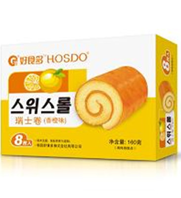 160g香橙味盒裝/韓國好食多休閑零食品瑞士卷烘烤夾心