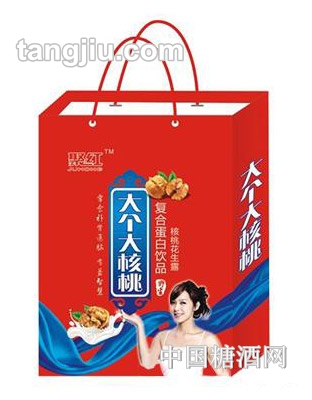 聚紅大個(gè)大核桃復(fù)合蛋白飲品手提袋