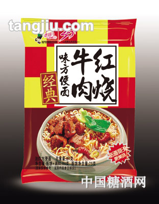 青援經(jīng)典紅燒牛肉味方便面89g