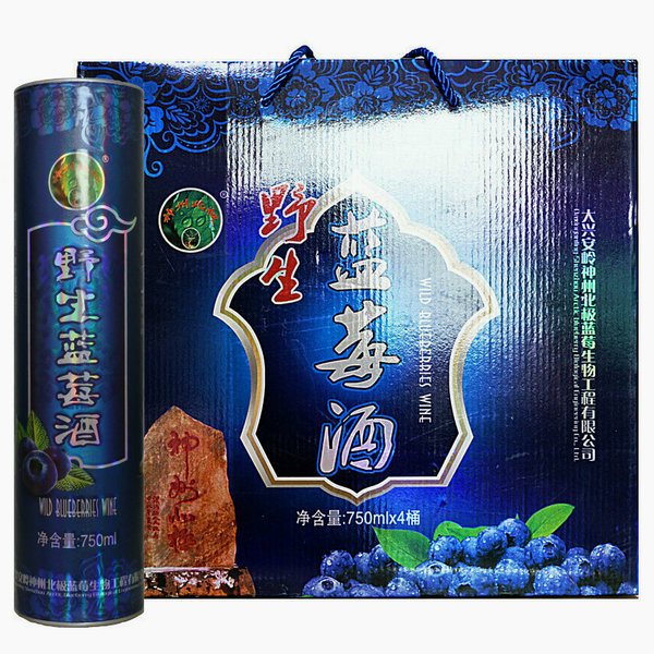 神州北極 野生藍莓酒750ML 野生優(yōu)質(zhì)藍莓果酒 原生態(tài)紅