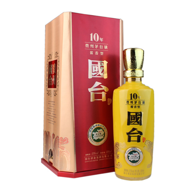 53度國臺(tái)十年珍藏 貴州茅臺(tái)鎮(zhèn)醬香型10年國臺(tái)酒 500ml